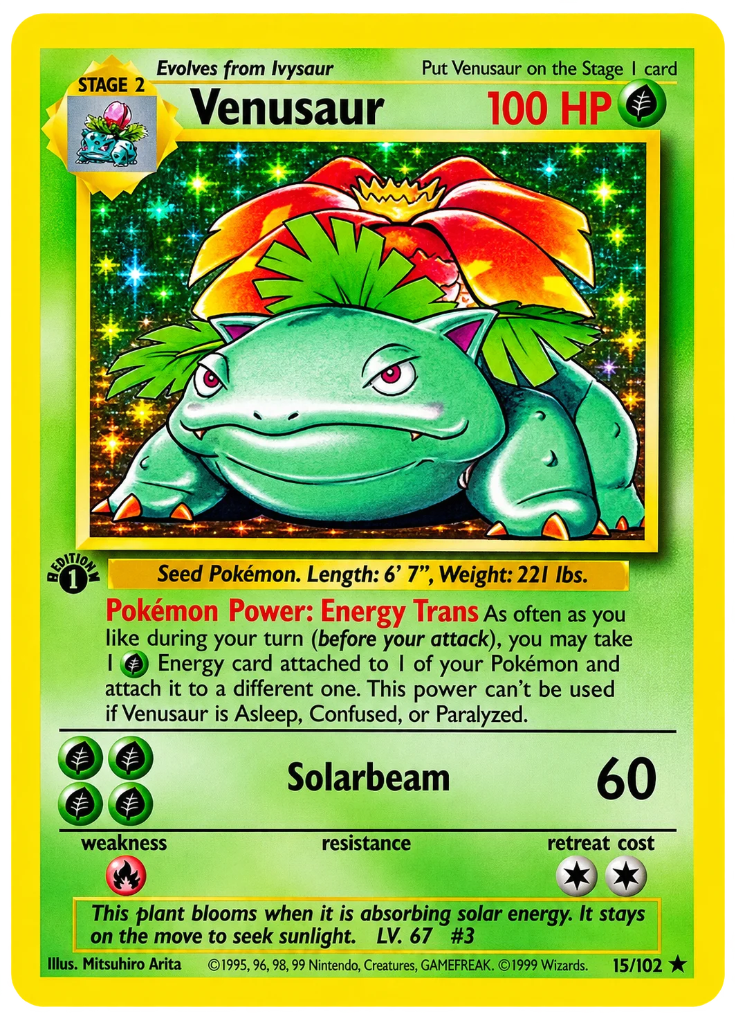 Venusaur 15/102 - Base Set 1st Edition [Angielski]